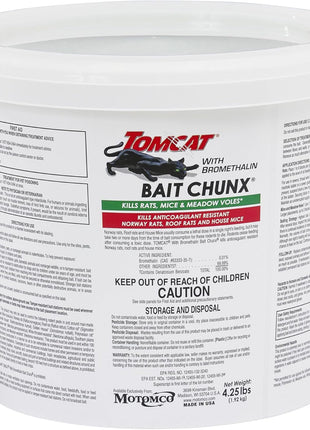 Tomcat with Bromethalin Bait Chunx Pail, Rat and Mice Control for Agricultural Use and Professional Applicators, 4.25 lbs.
