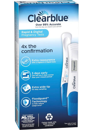 Clearblue Pregnancy Test Combo Pack, 4ct - Digital with Smart Countdown & Rapid Detection - Value Pack