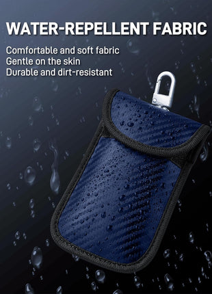 Upgraded Faraday Bag for Key Fob (2 Pack), Premium Faraday Key Fob Protector– Car RFID Signal Blocking, Car Security Protection, Anti-Theft Pouch, Anti-Hacking Case Blocker Blue