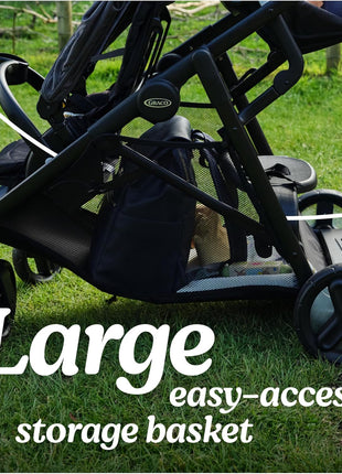 Graco Ready2Grow LX 2.0 Double Stroller, Twin Baby Stroller Features Bench Seat and Standing Platform Options, Compact Fold Perfect for Baby Travel, Clark