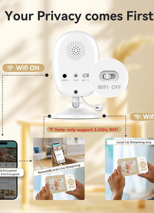 ebemate WiFi Video Baby Monitor with 2 Camera,2.8inch Display with 1500Ft Long Range,WiFi On/Off,1080P No Glow Night Vision,2-Way Talk Baby Cam Monitoring