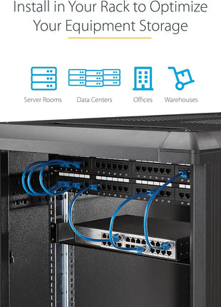 StarTech.com 2U Server Rack Shelf - Universal Rack Mount Cantilever Shelf for 19 inch Network Equipment Rack & Cabinet - Heavy Duty Steel – Weight Capacity 44lb/20kg - 16 inch Deep Tray, Black (CABSHELF)
