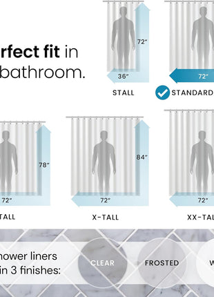 LiBa Shower Curtain PEVA 8G, 72x72 Inch Waterproof Clear | Non-toxic shower liner, waterproof plastic shower curtain, rust-proof grommets, weighted magnets, bathroom accessories