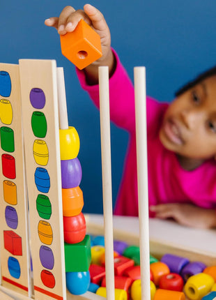 Melissa & Doug Bead Sequencing Set with 46 Wooden Beads and 5 Double-Sided Pattern Boards