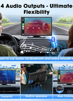 Topexplore 9" Carplay Screen for Car, Upgrade Portable Touchscreen | Car Play & Android Auto with Bluetooth, Mirror Link, Voice Control, Hands-Free Calling, Plug & Play for Family Road Trip