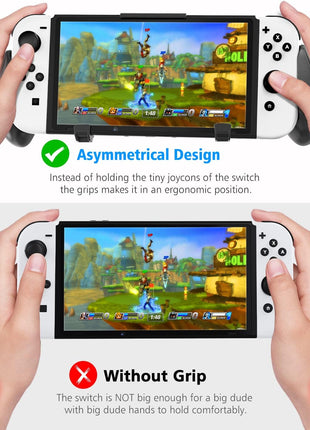 OIVO Switch Grip with Upgraded Adjustable Stand, Asymmetrical Grip with Adjustable Stand and 5 Game Slots-4 Thumb Caps Included