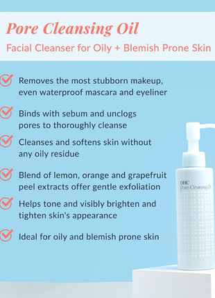 DHC Pore Cleansing Oil, Blackhead Dissolving Makeup Remover, 5 fl. oz. | Facial Cleansing Oil for Pores, Reduces Excess Oil, Balances Sebum, Clears Clogged Pores