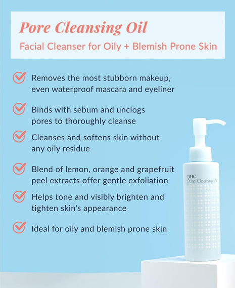 DHC Pore Cleansing Oil, Blackhead Dissolving Makeup Remover, 5 fl. oz. | Facial Cleansing Oil for Pores, Reduces Excess Oil, Balances Sebum, Clears Clogged Pores