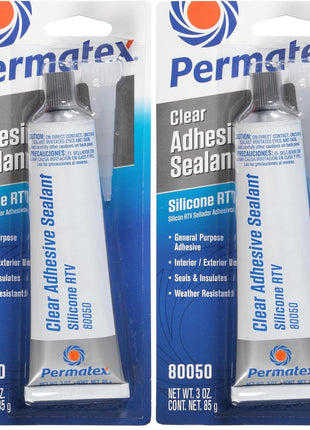 Permatex 80050 Clear RTV Silicone Adhesive Sealant, 3 oz