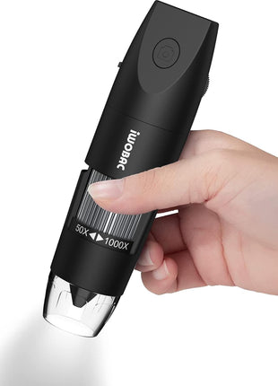 Digital Microscope Wireless Pocket Handheld USB Microscopes, 50x-1000x Zoom Fixed Focus HD Magnifier with LEDs, Inspection Camera Compatible with iPhone, Android Phone, MacBook, Windows PC