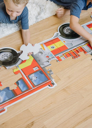 Melissa & Doug Fire Truck Jumbo Jigsaw Floor Puzzle (24 pcs, 4 feet Long) - FSC Certified