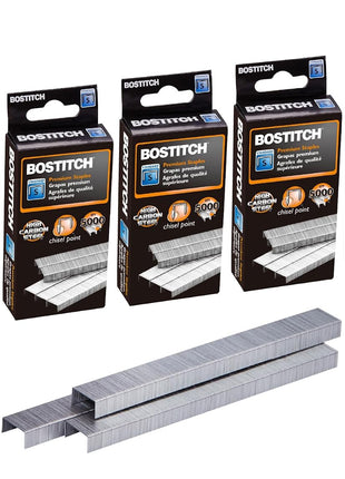 Bostitch Office Premium Standard Staples, 1/4 inch Length, High-Carbon Steel, 5000 Per Box, 5-Pack