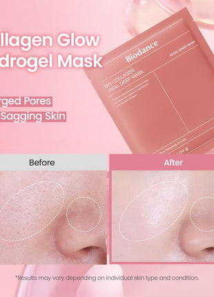 BIODANCE Bio-Collagen Real Deep Mask, Hydrating Overnight Hydrogel Face Mask, Pore Minimizing, Elasticity, Plumping, Travel Essentials & Self Care Gifts for Women, Korean Skin Care | 1.19oz(34g) x 4ea