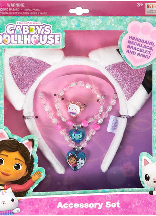 LUV HER Gabby Dollhouse Headbands for Girls - Kids Jewelry - Dress Up Set All in one Giftable Box - Headband - Play Jewelry Set - 4pc (Toddler Headband, Necklace, Dress Up Bracelet, Ring) Ages 3+