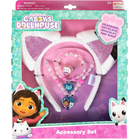 LUV HER Gabby Dollhouse Headbands for Girls - Kids Jewelry - Dress Up Set All in one Giftable Box - Headband - Play Jewelry Set - 4pc (Toddler Headband, Necklace, Dress Up Bracelet, Ring) Ages 3+