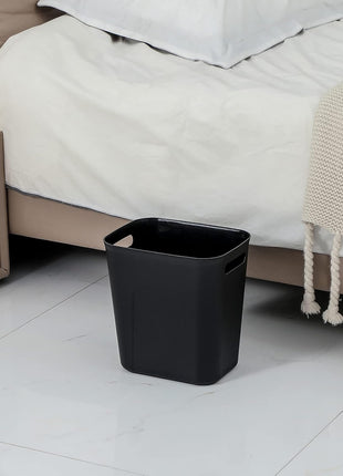 UUJOLY Plastic Small Trash Can Wastebasket, Garbage Container Basket for Bathrooms, Laundry Room, Kitchens, Offices, Kids Rooms, Dorms, 3.5 Gallon, Black