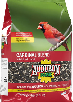 Audubon Park Cardinal Blend Wild Bird Food, Cardinal Bird Seed for Outside Feeders, 4-Pound Bag