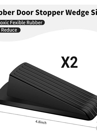 Door Stoppers, 2 Pack Premium Rubber Door Stoppers for Bottom of Door Security Rubber, Door Stopper Wedge for Carpet Heavy Duty Door