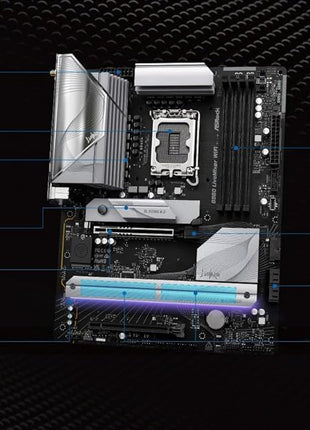 ASRock B860 Live Mixer WiFi 6E LGA1851 DDR5 ATX Motherboard Intel Core Ultra Series 2 12+1+1+1+1 Power Phase PCIe 5.0 x16 Thunderbolt 4 Wi-Fi 6E DDR5 8666+ (OC) 3x M.2 (Gen5/4) 2.5G LAN BIOS Flashback