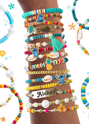 Fashion Angels Disney Stitch DIY Bracelet Making Kit, Includes 1,000+ Shell Beads, Tassels, & More, Lilo & Stitch Collectable Jewelry for Kids, Teen Girls & Boys