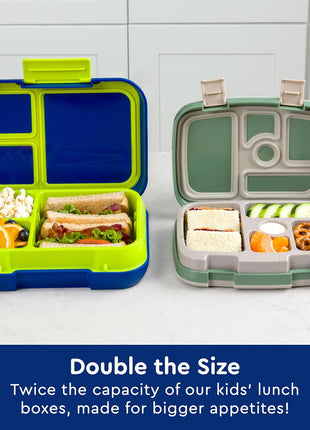 Bentgo Pop Leak-Proof 3-4 Compartment Bento-Style Lunch Box | For Kids Ages 8+ & Teens, 5-Cup Capacity, Removable Divider, Microwave & Dishwasher Safe, BPA-Free (Navy Blue/Chartreuse)