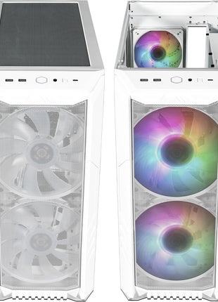 Cooler Master HAF 500 White High Airflow ATX Mid-Tower, Mesh Front Panel, Dual 200mm Customizable ARG Lighting Fans, Rotatable GPU Fan, USB 3.2 Gen 2 Type C and Tempered Glass (H500-WGNN-S00)
