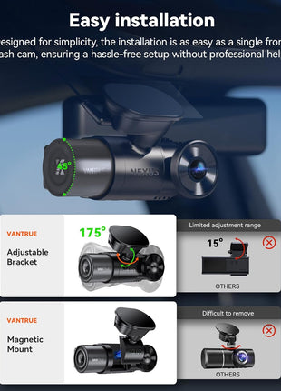 Vantrue N2X 2.7K Dash Cam Front and Inside, 5G WiFi Dual Dash Camera for Car with HDR IR Night Vision, STARVIS 2, GPS, 2.5K/60FPS, G-Sensor, 24/7 Parking Mode, Voice Control, Support 512GB Max