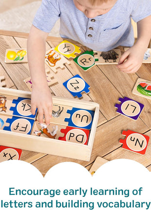 Melissa & Doug Self-Correcting Alphabet Wooden Puzzles with Storage Box (52 pcs) ABC Puzzles, Wooden Alphabet Puzzle for Kids Ages 4+