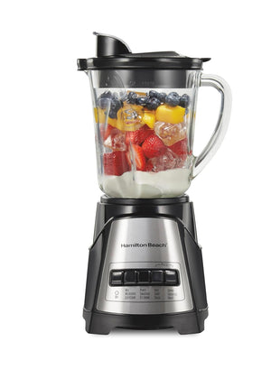 Hamilton Beach Power Elite Blender For Smoothies With Wave Action System | 40 oz. Glass Jar | 12 Functions Including Puree, Crush Ice | 700 Watts | Black | 58148AG