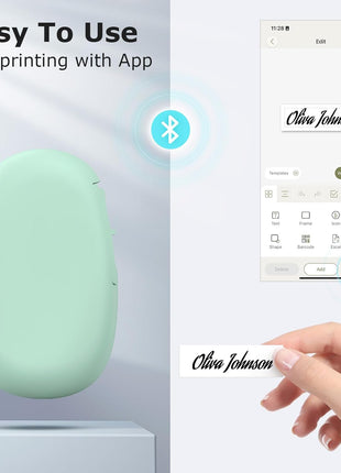 SUPVAN E10 Bluetooth Label Maker Machine with Tape, Continuous Waterproof Label, Versatile App with 35 Fonts and 1k+ Icons, Label Printer for Home, Kitchen, School, Office Organization, Green