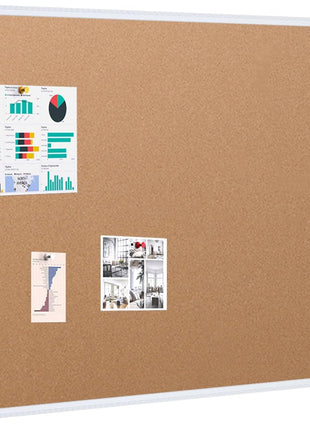VIZ-PRO Large Cork Bulletin Board, 60 X 48 Inches, Wall-Mounted Corkboard with Silver Aluminium Frame for School, Office, and Home 5' X 4'