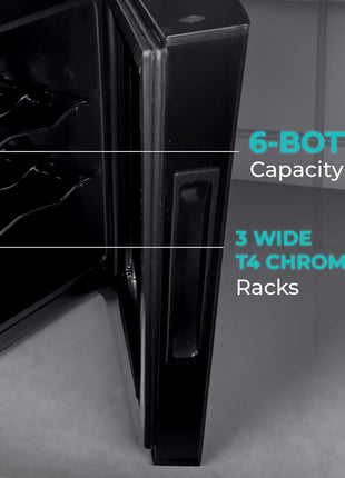 Koblenz EVFK-06 6-Bottle Free Standing Single Zone Fridge and Chiller, Wine | Thermoelectric Wine Cooler with Digital Display and Touch Controls, Black, Wine Bottles, EVFK-06, Great Value, For Gifts