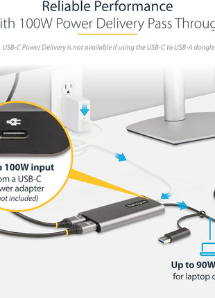 StarTech.com USB-C to Dual-HDMI Adapter, USB-C/A to 2X HDMI Converter, 4K 60Hz, 100W PD Pass-Through, Win/Mac, TAA