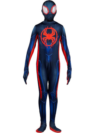 Marvel Miles Morales: Spider-Man Official Youth Deluxe Zentai Costume - Stretch Spandex with Hidden Zippers, Wrist Slits (M) Multi