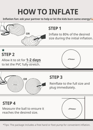 Trideer Yoga Ball for Exercise, Pregnancy & Birthing, 5 Sizes Exercise Ball for Physical Therapy, Stability, Fitness, Quick Pump Included