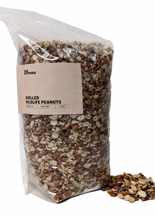 Old Potters Wildlife Shelled Peanuts, 10 lbs for Birds, Squirrels, and Wildlife. USA Grown Non-GMO, Organic Small Farm, Raw Shelled Peanuts. Wildlife Grade.