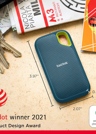 SANDISK 1TB Extreme Portable SSD (Old Model) - Up to 1050MB/s, USB-C, USB 3.2 Gen 2, IP65 Water and dust Resistance, Updated Firmware, Monterey - External Solid State Drive - SDSSDE61-1T00-G25M