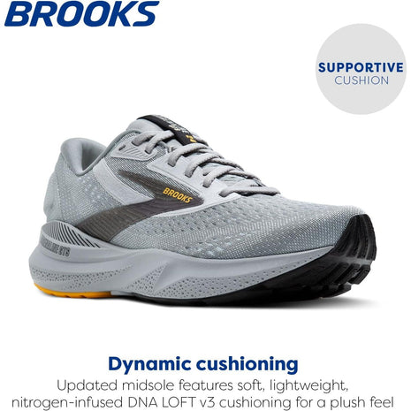 Brooks Men’s Adrenaline GTS 24 Supportive Running Shoe - Alloy/White/Gold Fusion - 11 Medium