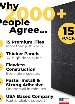 WALLHERO Large Cork Board for Wall 59 inch x 36 inch, Black Bulletin Board | 15 Pack Felt Wall Tiles | Cork Boards for Office Pin Board Tack Board Cork Boards