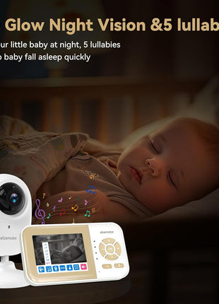 ebemate WiFi Video Baby Monitor with 2 Camera,2.8inch Display with 1500Ft Long Range,WiFi On/Off,1080P No Glow Night Vision,2-Way Talk Baby Cam Monitoring