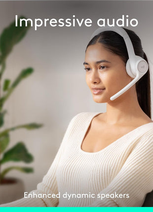 Logitech Zone 300 Wireless Bluetooth Headset Noise Canceling - Off-White | Compatible with Windows, Mac, Chrome, Linux, iOS, iPadOS, Android