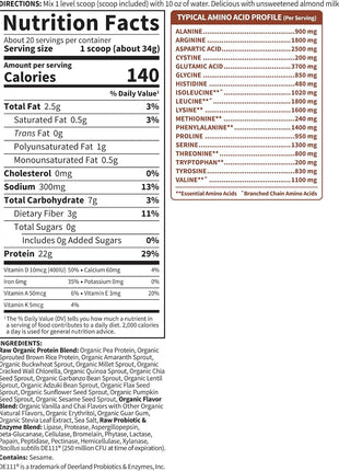 Garden of Life Organic Vegan Protein Powder, Plant Based & BCAAs, Organic Protein Powder with Probiotics & Enzymes, Non-GMO, Gluten-Free Lactose Free, Vanilla Chai, 1.2 LB