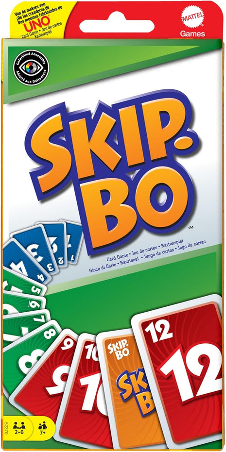 Mattel Games Skip-Bo, Ages 7+, 2-6 Players | Classic Sequencing Card Game for Kids, Teens & Grown-Ups, Travel, Camping & Game Night, 52370