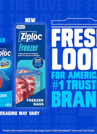 Ziploc Gallon Food Storage Freezer Bags, Stand-Up Bottom, Easy to Fill, 28 Count