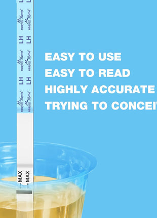 Easy@Home Ovulation & Pregnancy Test Kit, 25 LH + 10 hCG Tests, 35 Cups | Ovulation and Pregnancy Test Strips with 35 Large Urine Cups, Compatible with the Premom APP for Convenient Cycle Tracking