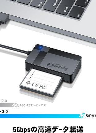 SmartQ C368 USB 3.0 Card Reader - Plug & Play, Compatible with Apple & Windows, Supports SD, Micro SD, MS, CF Cards