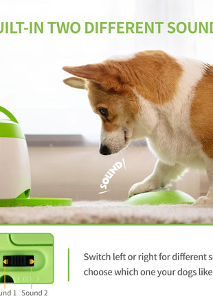 PETGEEK Automatic Dog Treat Dispenser with Button - Puzzle Memory Training Feeder, Pet Geek Button Treat Food Dispensing Toys Interactive, Iq Training Dog Feeder (Green)