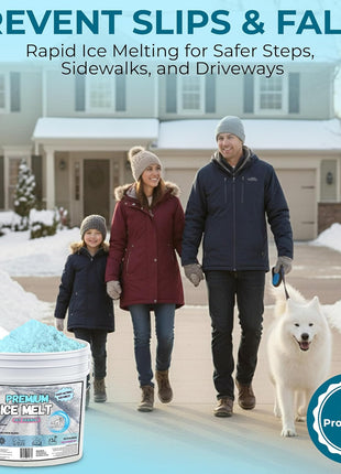 Pet-Friendly Ice Melt - Fast Acting Magnesium Chloride Formula, Safer for Pets & Surfaces, 15lb Bucket