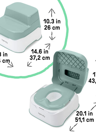 Ingenuity Prepare to Potty 3-in-1 System - Potty Training Toilet, Topper, Step Stool, Easy Setup, for Toddlers Ages 18 Months+
