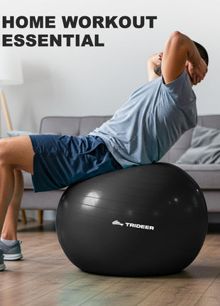 Trideer Yoga Ball for Exercise, Pregnancy & Birthing, 5 Sizes Exercise Ball for Physical Therapy, Stability, Fitness, Quick Pump Included